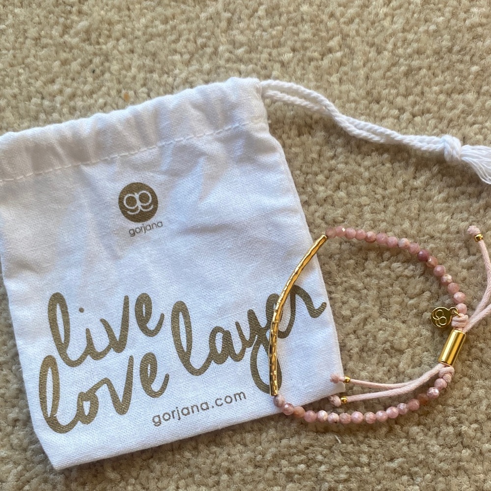 gorjana Power Gemstone Bracelet - Rhodochrosite Pink & Gold- Compassion